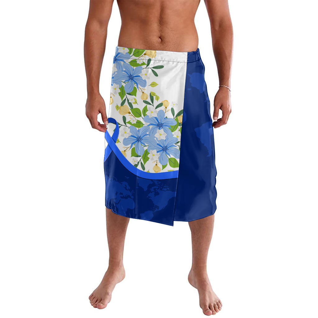 Diabetes Awareness Ribbon Lavalava Floral Blue Ribbon World Map