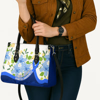 Diabetes Awareness Ribbon Leather Bag Floral Blue Ribbon World Map