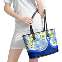 Diabetes Awareness Ribbon Leather Tote Bag Floral Blue Ribbon World Map