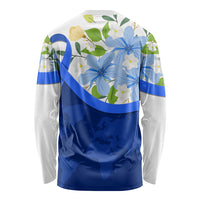 Diabetes Awareness Ribbon Long Sleeve Shirt Floral Blue Ribbon World Map