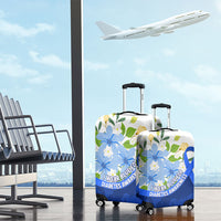 Diabetes Awareness Ribbon Luggage Cover Floral Blue Ribbon World Map