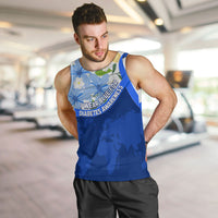 Diabetes Awareness Ribbon Men Tank Top Floral Blue Ribbon World Map