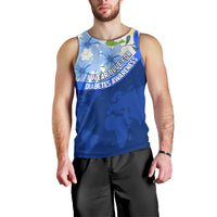 Diabetes Awareness Ribbon Men Tank Top Floral Blue Ribbon World Map