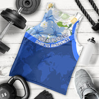 Diabetes Awareness Ribbon Men Tank Top Floral Blue Ribbon World Map