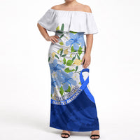 Diabetes Awareness Ribbon Off Shoulder Maxi Dress Floral Blue Ribbon World Map