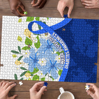 Diabetes Awareness Ribbon Puzzle Floral Blue Ribbon World Map