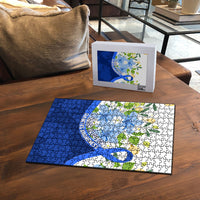 Diabetes Awareness Ribbon Puzzle Floral Blue Ribbon World Map