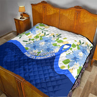 Diabetes Awareness Ribbon Quilt Floral Blue Ribbon World Map