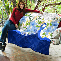 Diabetes Awareness Ribbon Quilt Floral Blue Ribbon World Map