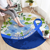 Diabetes Awareness Ribbon Round Carpet Floral Blue Ribbon World Map