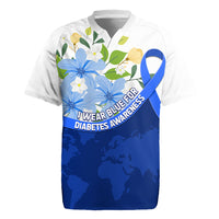 Diabetes Awareness Ribbon Rugby Jersey Floral Blue Ribbon World Map