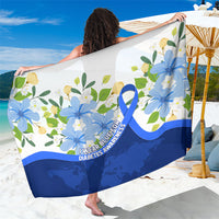 Diabetes Awareness Ribbon Sarong Floral Blue Ribbon World Map