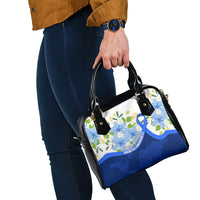 Diabetes Awareness Ribbon Shoulder Handbag Floral Blue Ribbon World Map