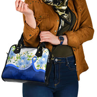Diabetes Awareness Ribbon Shoulder Handbag Floral Blue Ribbon World Map