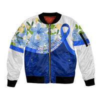 Diabetes Awareness Ribbon Sleeve Zip Bomber Jacket Floral Blue Ribbon World Map