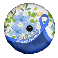 Diabetes Awareness Ribbon Spare Tire Cover Floral Blue Ribbon World Map