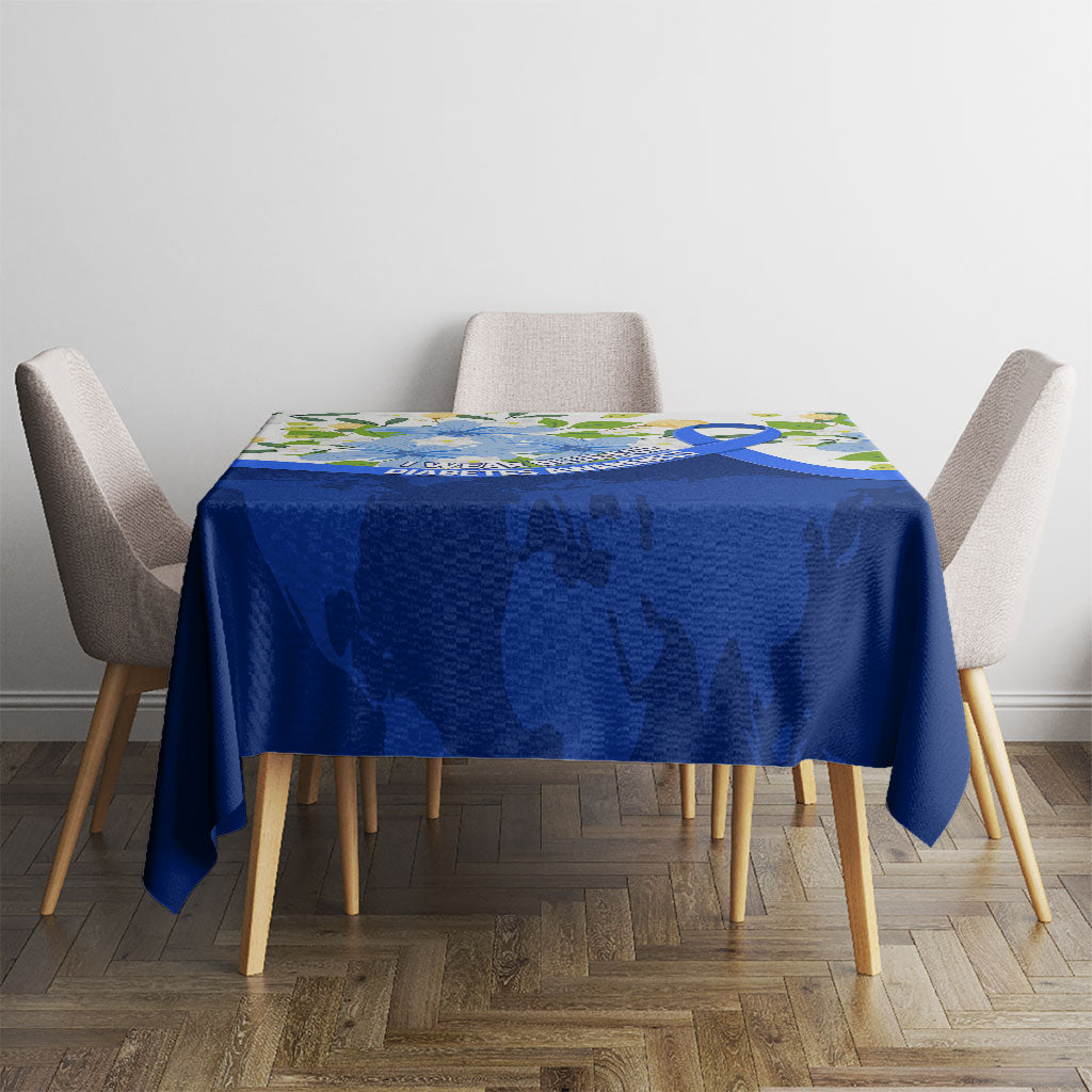 Diabetes Awareness Ribbon Tablecloth Floral Blue Ribbon World Map