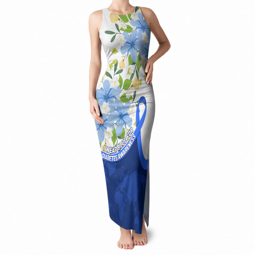Diabetes Awareness Ribbon Tank Maxi Dress Floral Blue Ribbon World Map