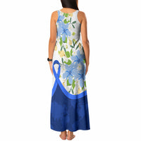 Diabetes Awareness Ribbon Tank Maxi Dress Floral Blue Ribbon World Map