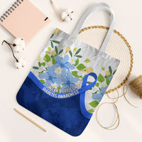 Diabetes Awareness Ribbon Tote Bag Floral Blue Ribbon World Map