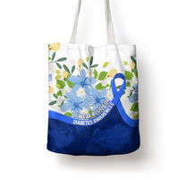Diabetes Awareness Ribbon Tote Bag Floral Blue Ribbon World Map