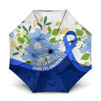 Diabetes Awareness Ribbon Umbrella Floral Blue Ribbon World Map