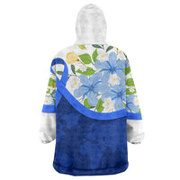 Diabetes Awareness Ribbon Wearable Blanket Hoodie Floral Blue Ribbon World Map