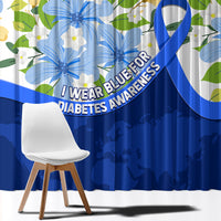 Diabetes Awareness Ribbon Window Curtain Floral Blue Ribbon World Map