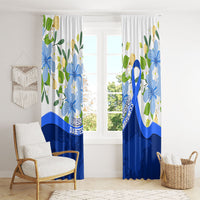 Diabetes Awareness Ribbon Window Curtain Floral Blue Ribbon World Map