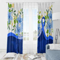 Diabetes Awareness Ribbon Window Curtain Floral Blue Ribbon World Map