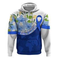 Diabetes Awareness Ribbon Zip Hoodie Floral Blue Ribbon World Map