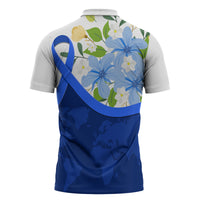 Diabetes Awareness Ribbon Zipper Polo Shirt Floral Blue Ribbon World Map