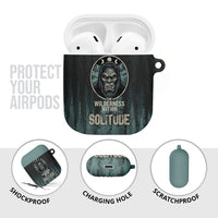 Bigfoot Wilderness Solitude AirPods Case Cryptid Forest Graphic In Distressed Vintage Style