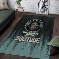 Bigfoot Wilderness Solitude Area Rug Cryptid Forest Graphic In Distressed Vintage Style