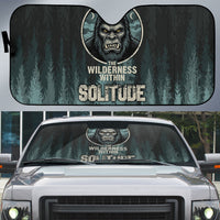 Bigfoot Wilderness Solitude Auto Sun Shade Cryptid Forest Graphic In Distressed Vintage Style