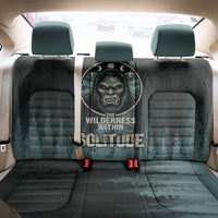 Bigfoot Wilderness Solitude Back Car Seat Cover Cryptid Forest Graphic In Distressed Vintage Style