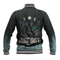Bigfoot Wilderness Solitude Baseball Jacket Cryptid Forest Graphic In Distressed Vintage Style