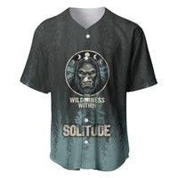 Bigfoot Wilderness Solitude Baseball Jersey Cryptid Forest Graphic In Distressed Vintage Style