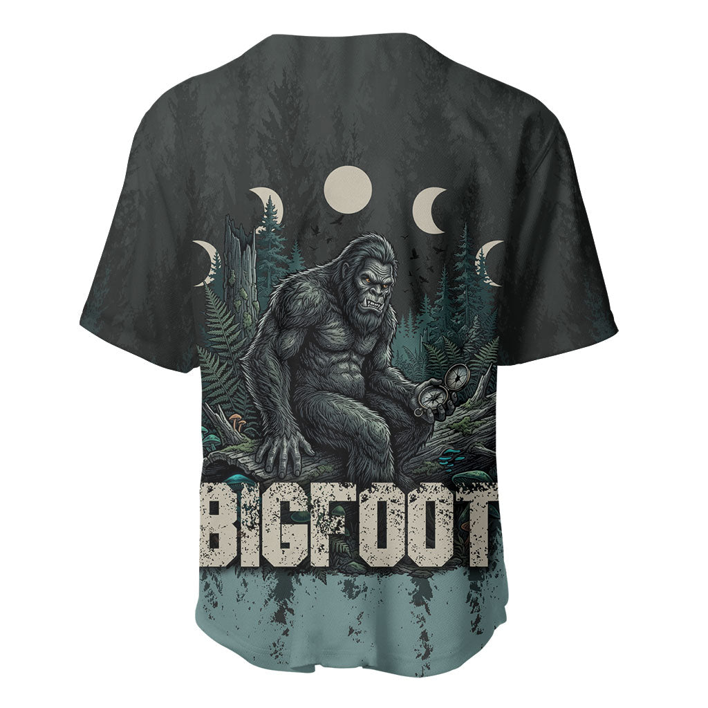 Bigfoot Wilderness Solitude Baseball Jersey Cryptid Forest Graphic In Distressed Vintage Style