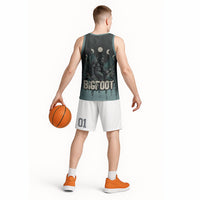 Bigfoot Wilderness Solitude Basketball Jersey Cryptid Forest Graphic In Distressed Vintage Style
