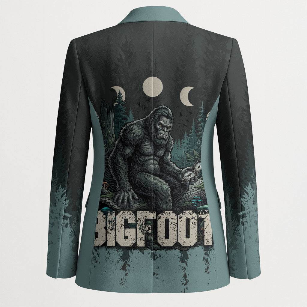 Bigfoot Wilderness Solitude Blazer Cryptid Forest Graphic In Distressed Vintage Style