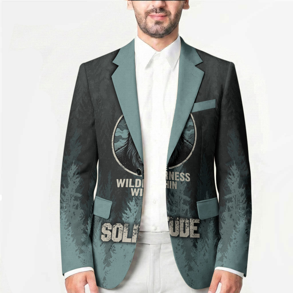 Bigfoot Wilderness Solitude Blazer Cryptid Forest Graphic In Distressed Vintage Style