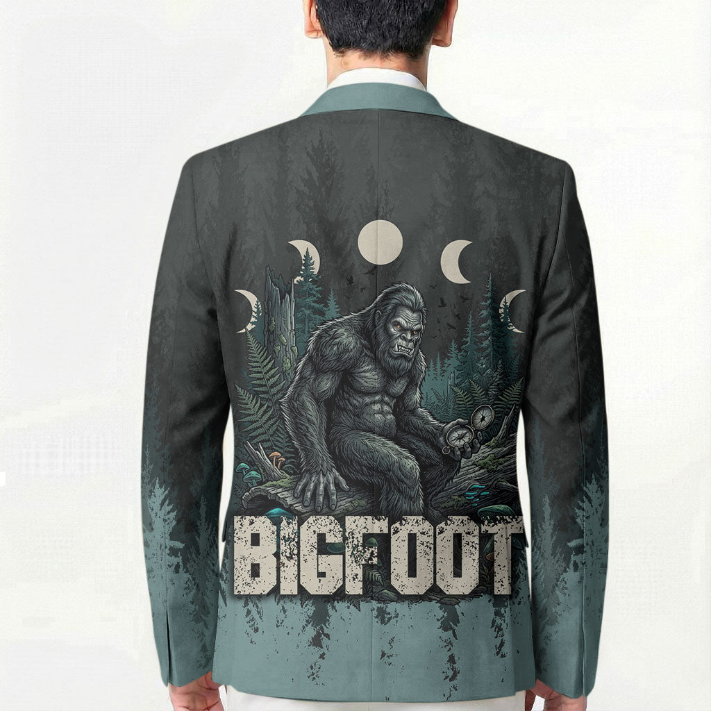 Bigfoot Wilderness Solitude Blazer Cryptid Forest Graphic In Distressed Vintage Style