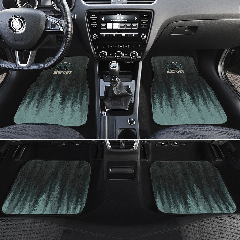 Bigfoot Wilderness Solitude Car Mats Cryptid Forest Graphic In Distressed Vintage Style