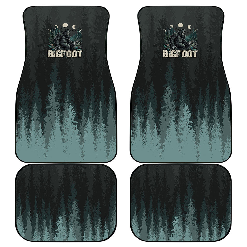 Bigfoot Wilderness Solitude Car Mats Cryptid Forest Graphic In Distressed Vintage Style