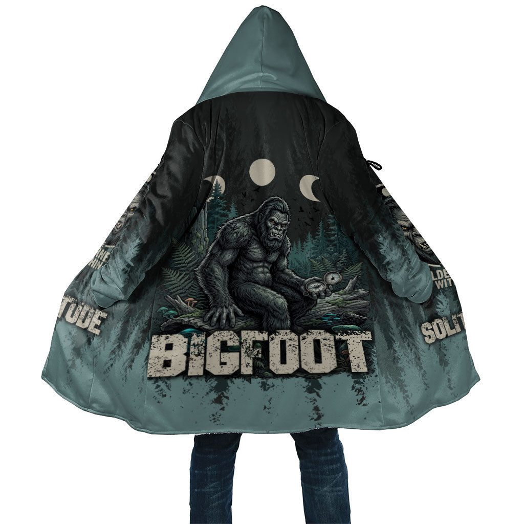 Bigfoot Wilderness Solitude Cloak Cryptid Forest Graphic In Distressed Vintage Style