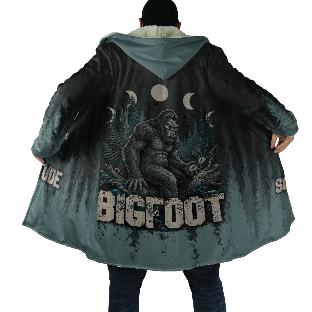 Bigfoot Wilderness Solitude Cloak Cryptid Forest Graphic In Distressed Vintage Style
