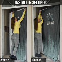 Bigfoot Wilderness Solitude Door Cover Cryptid Forest Graphic In Distressed Vintage Style