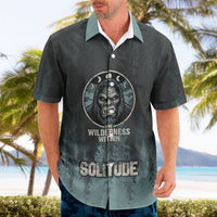 Bigfoot Wilderness Solitude Hawaiian Shirt Cryptid Forest Graphic In Distressed Vintage Style