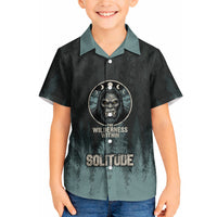 Bigfoot Wilderness Solitude Hawaiian Shirt Cryptid Forest Graphic In Distressed Vintage Style